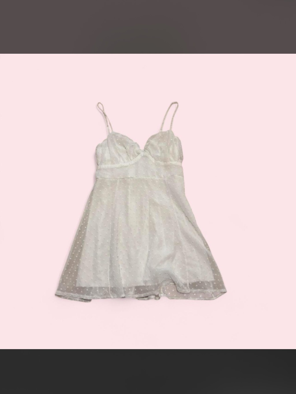 SHEIN White Swiss Dot Babydoll Slip Dress
